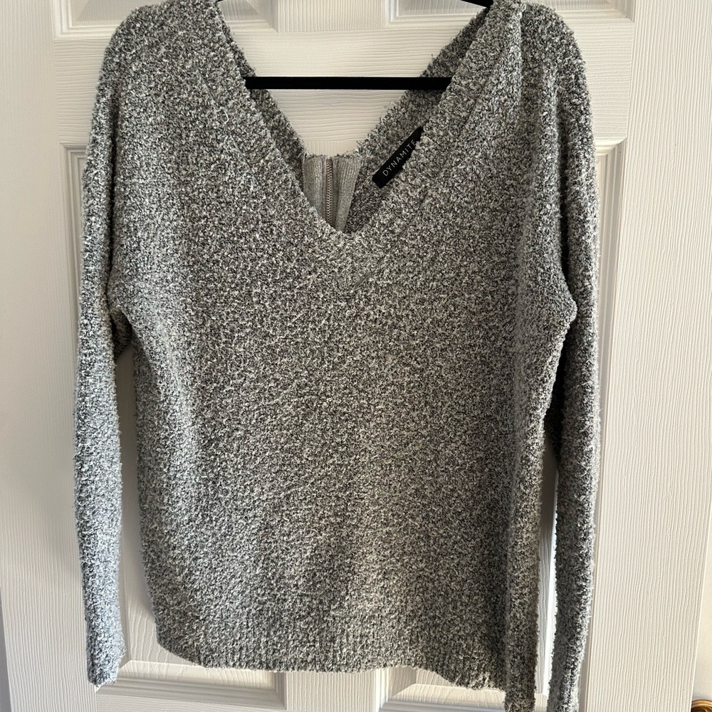 Dynamite Heather Gray V-Neck Sweater